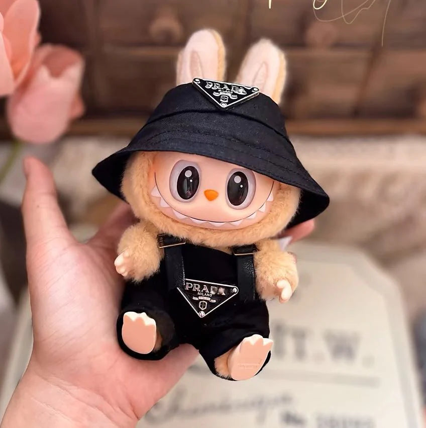 Prada Style Black overalls + Black hat