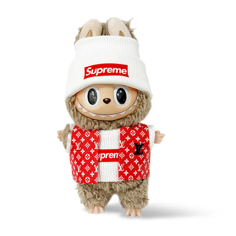 Labubu Supreme hat + top + red LV style vest